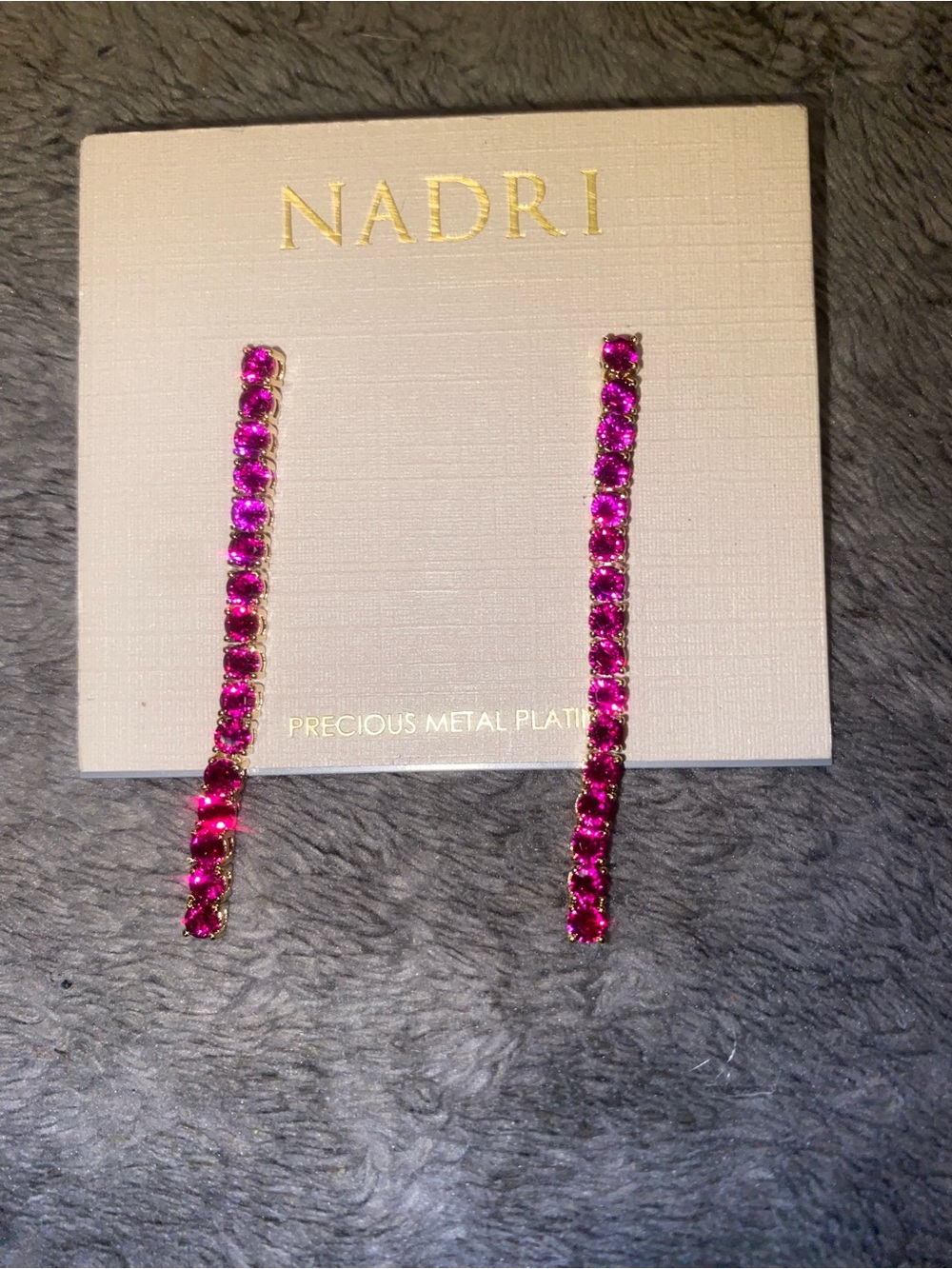 Nadri Pink Linear Crystal Drop Earrings